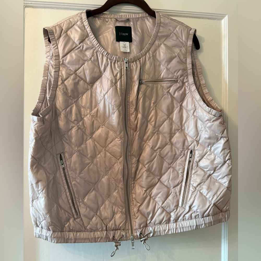 J CREW Quilted Luminosa Vest in rose quartz size XL NWT